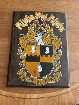 12x9 Inch Wood Plaque crest of Alpha Phi Alpha Fraternity, Inc Vintage Velvet
