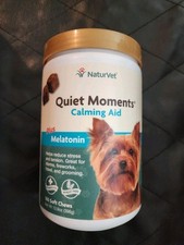 NaturVet Quiet Moments Plus Melatonin Calming Aid For Dogs Soft Chews OPENED