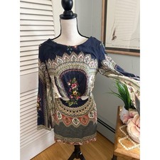 FARM RIO Womens Dress Mini Long Sleeve Cut Out Waist Bohemian Festival | P US S