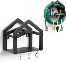 Hose Hanger Wall Mount, Heavy Duty Garden Hose Holder Wall Mount with Storage Ho