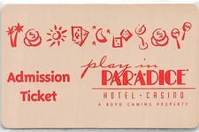 Par-A-Dice Casino - Peoria, IL - XX4 Issue Admission Ticket, diff rev's