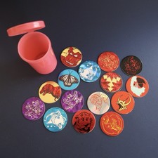Vintage Lot Of Pogs 90s Vintage Milk Caps- Holo Sparkly Animals Dinosaurs Tube