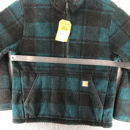 Carhartt Men's Size Medium Loose Fit Sherpa Fleece 3/4 Zip Green Black 0J6443-M image 6