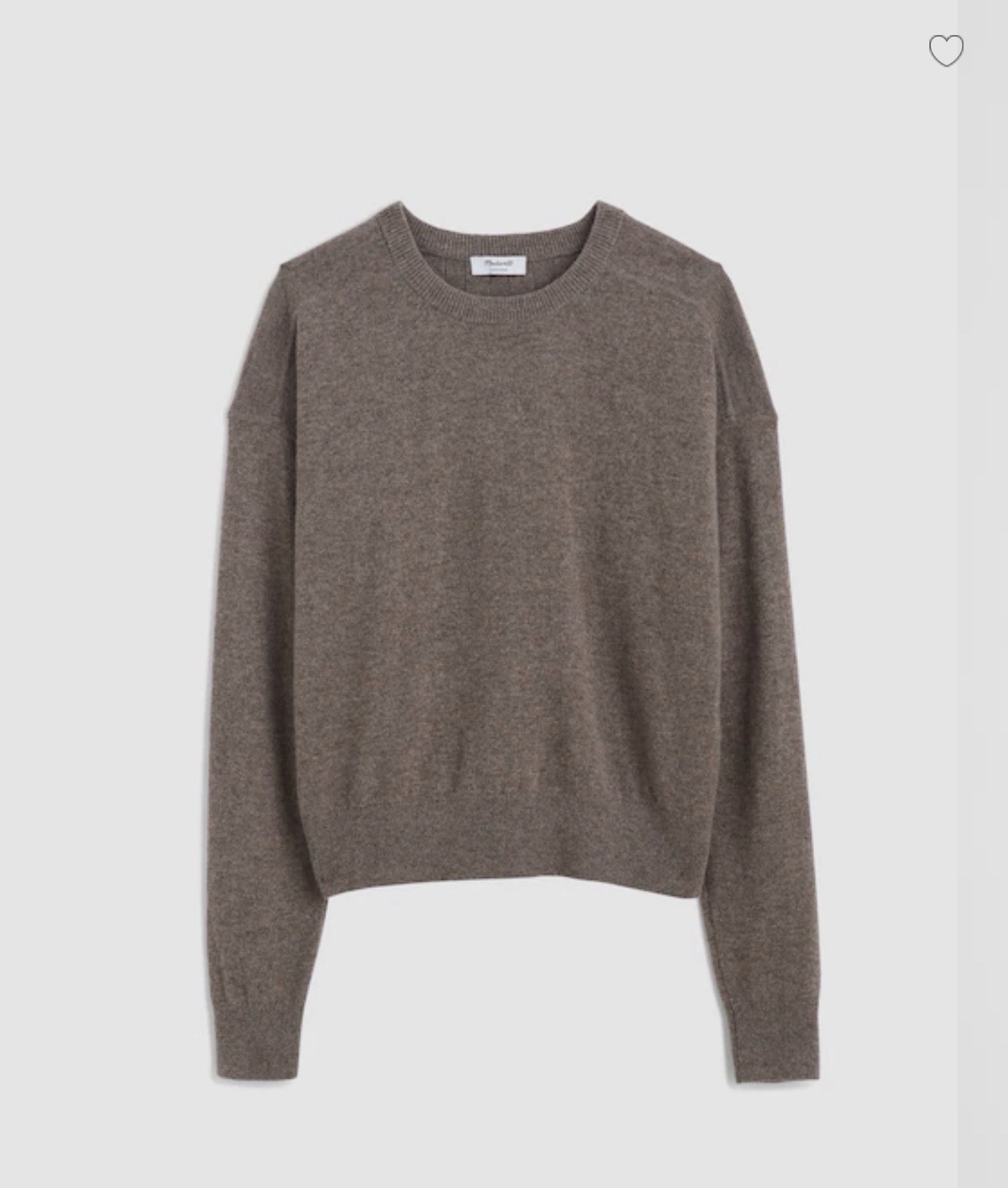 MADEWELL SMALL Crewneck Sweater in Cashmere In Briar  NY910