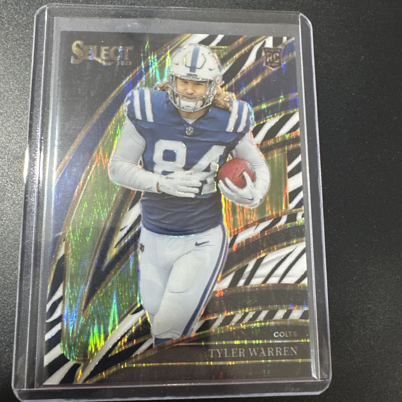 2025 Panini Select Tyler Warren Club Level Zebra SSP Case Hit Rookie Colts