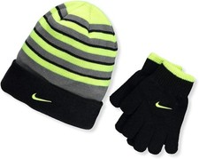 Nike Boys' Beanie & Gloves 2-Piece Set Youth One Size Volt/Black New with Tag
