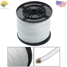 White Nylon Rope Sturdy Spool Solid Braid Rope Abrasion Resistance 3/8" 250'