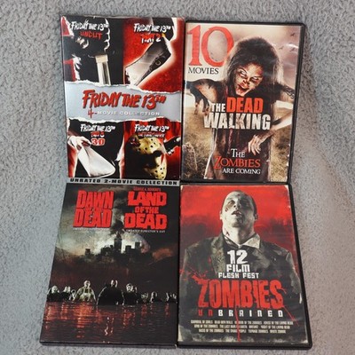 Friday 13, Dawn Dead, Zombies Unbrained Dead Walking DVD bundle lot value