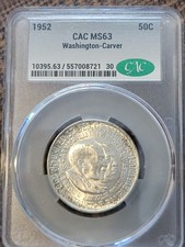 1952 Washington/Carver Half Dollar 50C CACG MS63 Choice BU!!! CAC Approved!!!