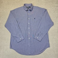 POLO RALPH LAUREN Yarmouth Dress Shirt Blue Check Cotton Men 16 1/2-42
