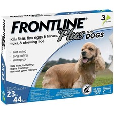 Frontline Plus Flea Tick Treatment for Dogs 23-44 Lbs, 3 Doses