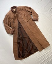 VTG Mob Wife 80s Bohemian Leather Trench Coat M Mad Max Desinger Power Shoulders