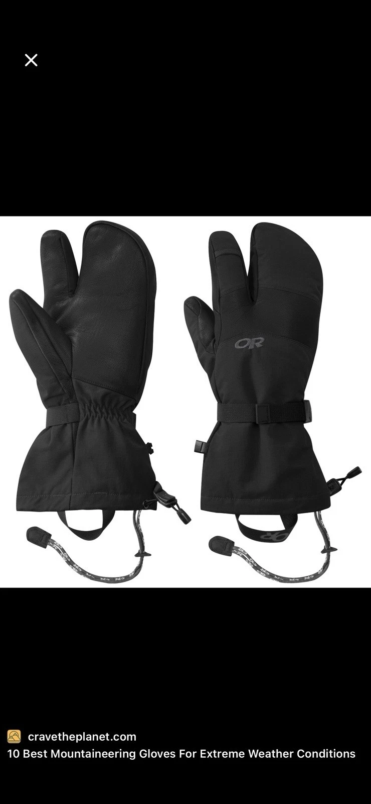 Outdoor Research Highcamp 3-Finger Gloves Men's Size Medium Black