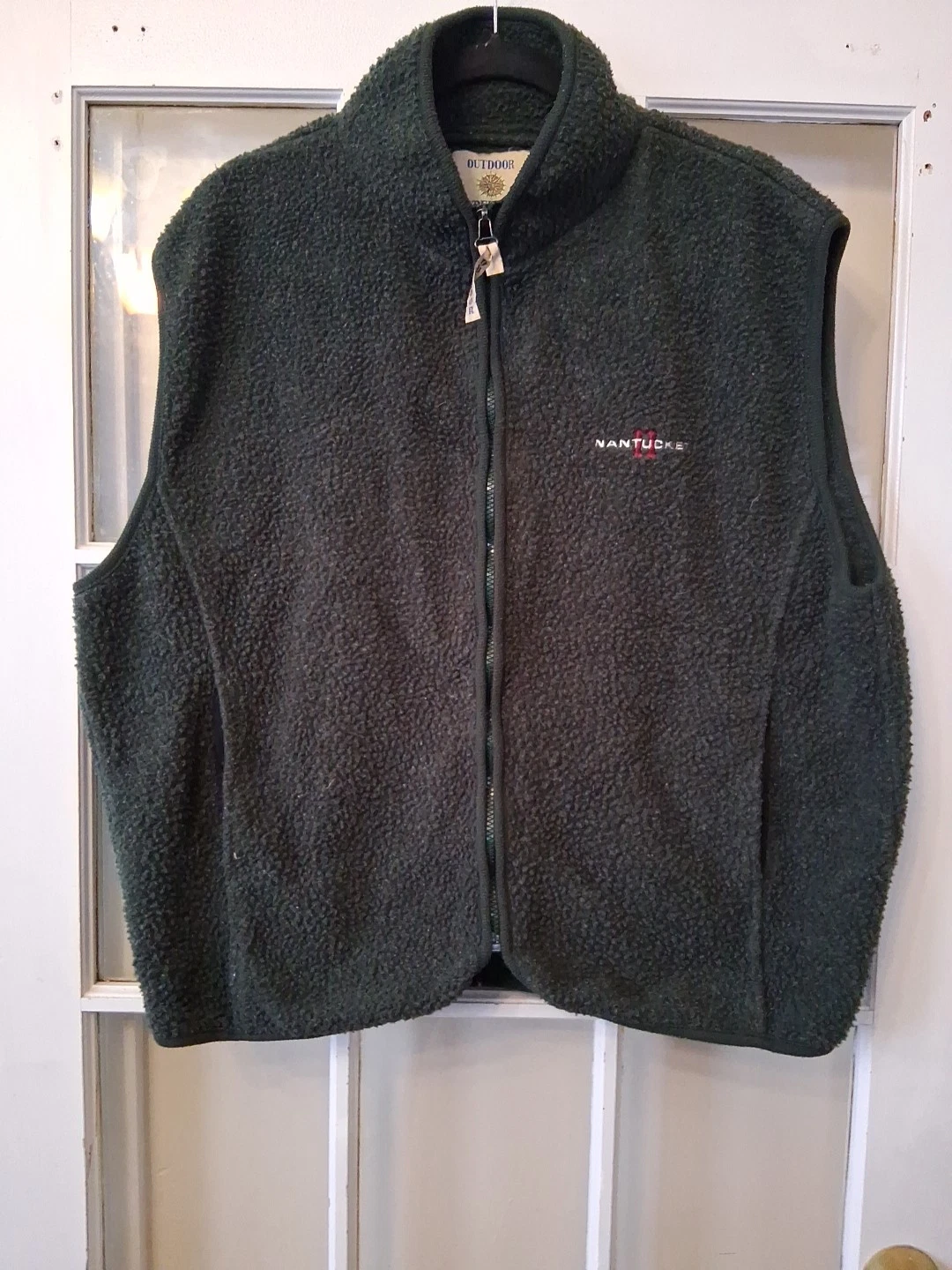 Outdoor Expedition Vintage Vest Mens Large Fleece Full Zip Green Nantucket K1