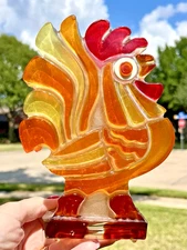 VTG Rooster Napkin Holder USA Decor LUCITE Design Gifts International Retro