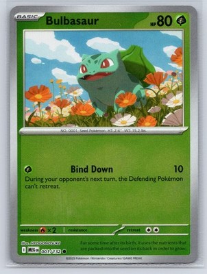 Bulbasaur 001/132 Common Mega Evolution Pokemon Reverse Holo Near Mint