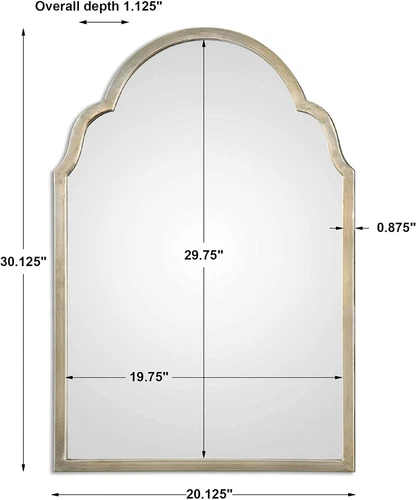 Brayden Silver Champagne Arch Wall Mirror - Elegant 20" W x 30" H Design - Picture 4 of 5