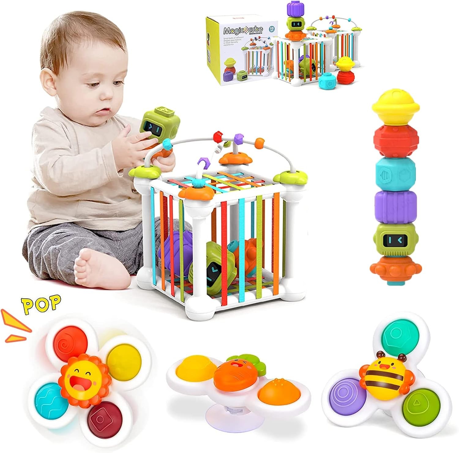 Montessori Formsortierspiel 12 Stück Holz Lernspielzeug für Kleinkinder bunt