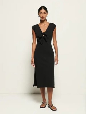 Nation Los Angeles Black 100% Cotton Kalee Column Midi Dress Size S Minimalist