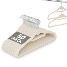 Velvet Hangers 50 Pack, Non Slip Stackable Clothes Hangers with Cascading Hoo...