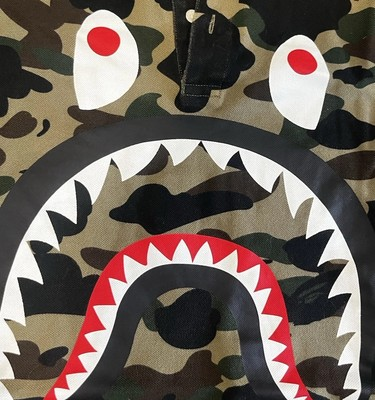 #ad #ad BAPE Polo Shark Logo Camo Green Shirt A Bathing Ape Size XX L AUTHENTIC $120.00