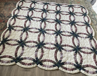 VINTAGE Double Wedding Ring Quilt Pastels 80 X 80