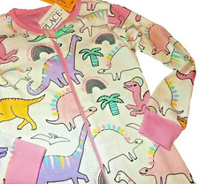 B9 !WOW! NWT 2T The Children's Place Girls PINK DINOSAURS Sleeper Pajamas