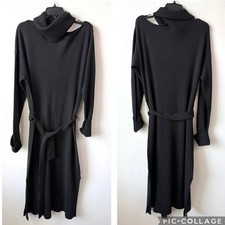 Paige Raundi Cold Shoulder Wool Blend Sweater Dress Black M