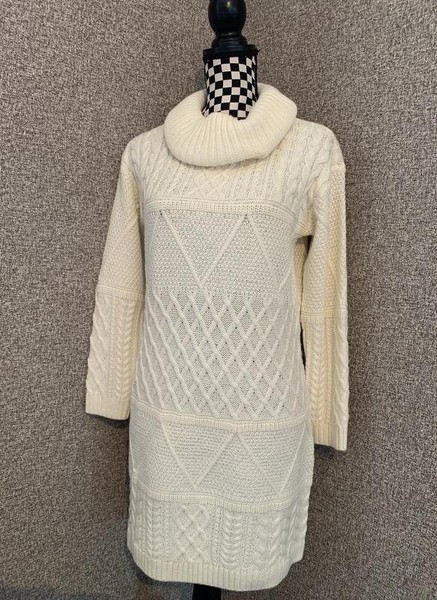 Women Laura Ashley Dress Beige Acrylic 38 / M / 46
