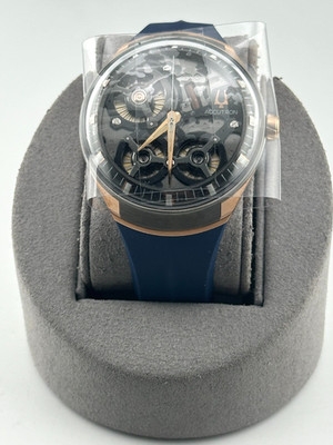 Accutron Mens Luxury DNA Blue Silver Rose Gold Watch 2ES8A002A Brand New In Box