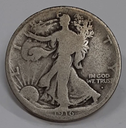 1916-D Walking Liberty Half Dollar Coin    Almost Good/Good