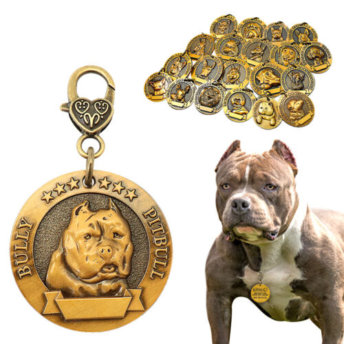 3D Pet Tags ID Solid Brass 2 Sides Engraved Personalized Dog Cat Name Tag Round - Picture 1 of 30