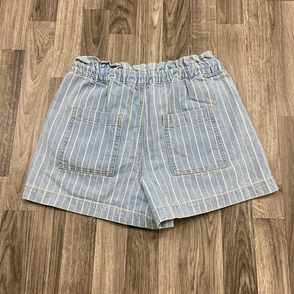 ANN TAYLOR LOFT 抽绳领带高腰蓝色牛仔短裤女式 XS 码 — 第 3/4 张图片