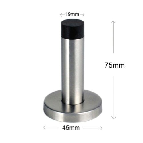 DOOR STOP WALL MOUNTED DOOR STOPPER SATIN STAINLESS STEEL CHROME RUBBER STOPS UK - Picture 2 of 4