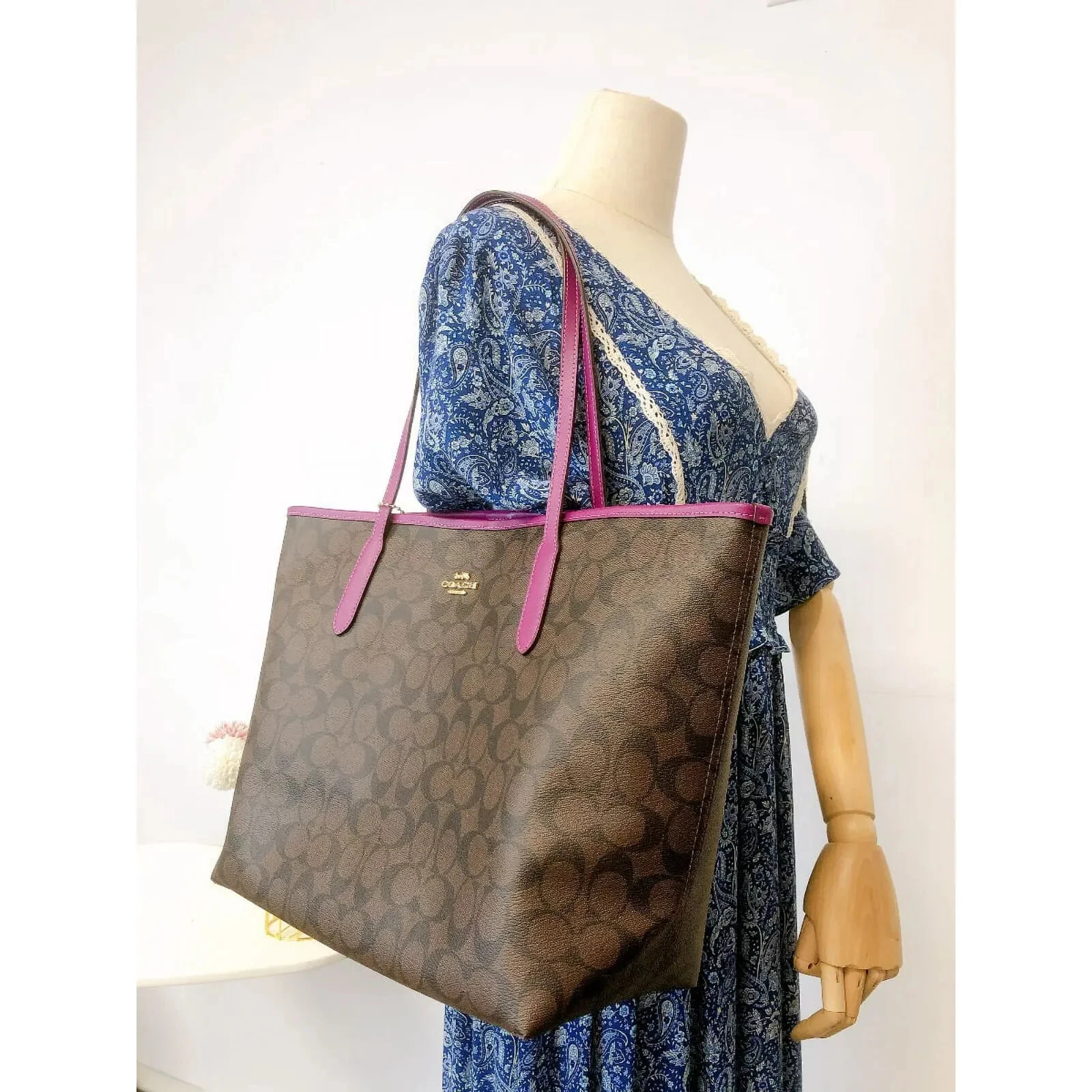 Borsa Coach City in tela firmata #5696