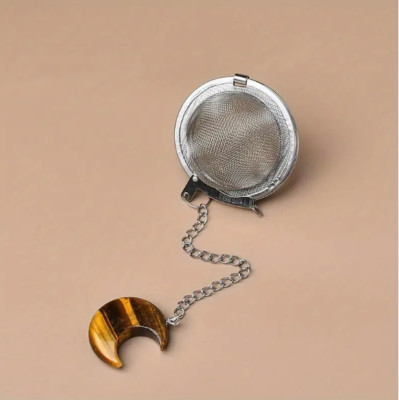 Boho Moon Tigers Eye Crystal Tea Infuser Loose Leaf Steeper New