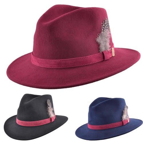 Wool Felt Crushable Fedora Trilby Hat 