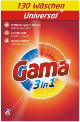 GAMA Waschmittel 3in1 Pulver Universal/Regular 7,80kg, 130WL/ Packung