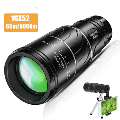 16x52 HD Monocular 66/8000M Long Range Zoom Telescope Bak4 Prism