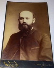 Antique Victorian Balding Bearded ID'd Man J. Lockey New York Cabinet Photo