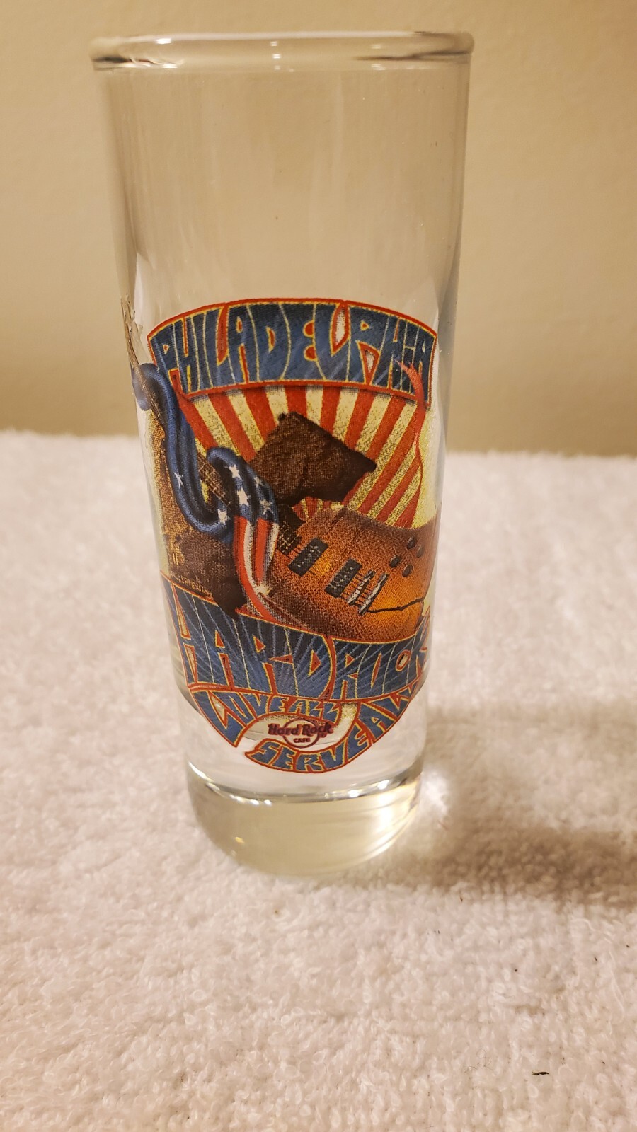 Hard Rock Cafe Philadelphia Shot Glass Liberty Bell, Love All Serve All