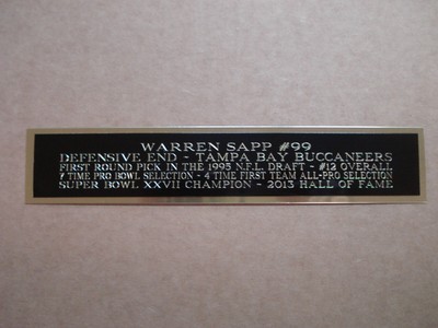 Warren Sapp Tampa Bay Buccaneers Nameplate For A Football Mini Helmet 1.5'' X 6''