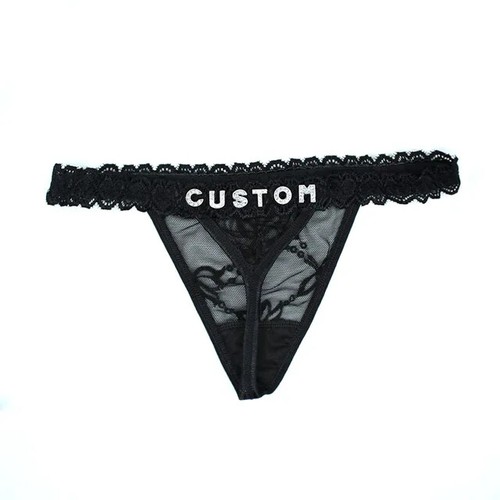 Maßgeschneiderte Tanga Höschen mit Namen Strass Buchstaben Tangas G-String SEXY - Bild 7 von 9