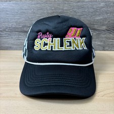 Rusty Schlenk Hat Cap Snap Back Womens Black Trucker Racing Adjustable