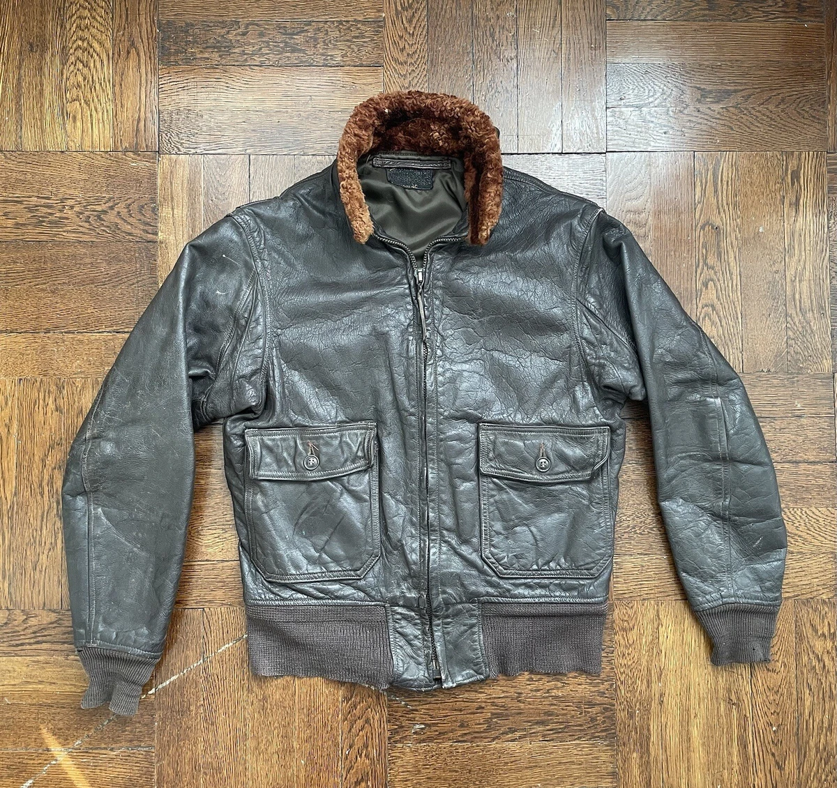 Vintage USN G-1 Leather Flight Jacket - Ralph Edwards MIL-J-7823B Size 40 - 1961
