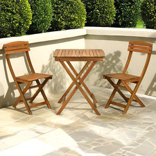 3 Piece Wooden Folding Patio Bistro Set Outdoor Garden Furniture Table 2 Chairs