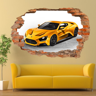SCHNELLE MUSKEL SPORT AUTO WANDAUFKLEBER 3D KUNST WANDBILD RAUM BÜRO WOHNDEKO TH7