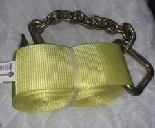 DC Cargo Mall ~ 4” X 30” ~ Winch Strap W/ Chain Extension ~ Part # 430YWSCA