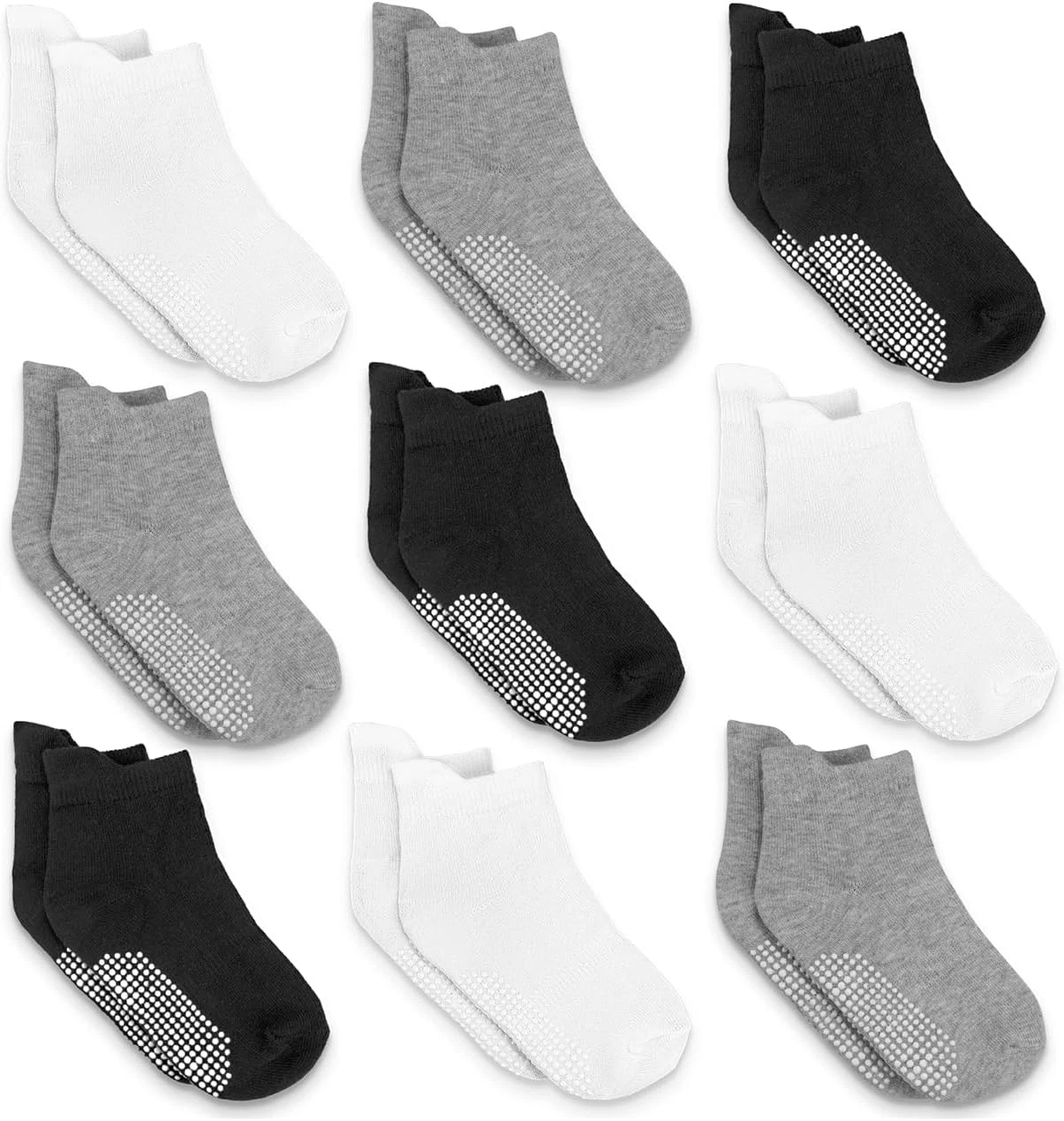Baby Non Slip Ankle Socks 9 Pairs - Toddler Socks with Grips for Kids, Infants B
