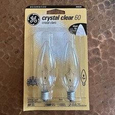 GE Crystal Clear 60W B-Type Candelabra Blunt Tip - Medium Base - 2 Pack 48402